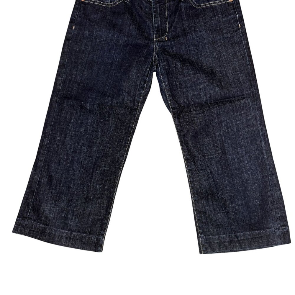 READ 7 For All Mankind 7FAM Dojo Womens Crop Jeans 30 20 Dark Wash Embroidered - Picture 4 of 8
